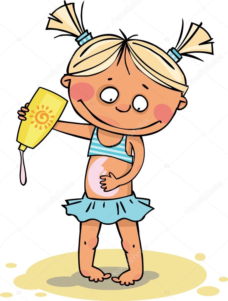 Resultado de imagen para niño aplicandose protector animado