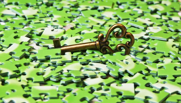 Key on pile of green puzzle