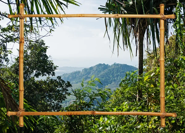 Tropical landscape in bamboo frame Phuket Thailand