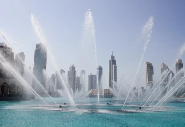 The Dancing fountains downtown and in a man-made lake in Dubai