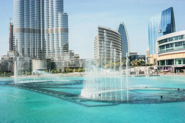 The Dancing fountains downtown and in a man-made lake in Dubai