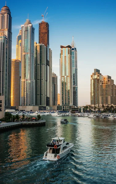 Dubai Marina at sunset. United Arab Emirates