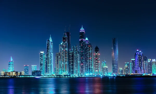 General view of the Dubai Marina at night