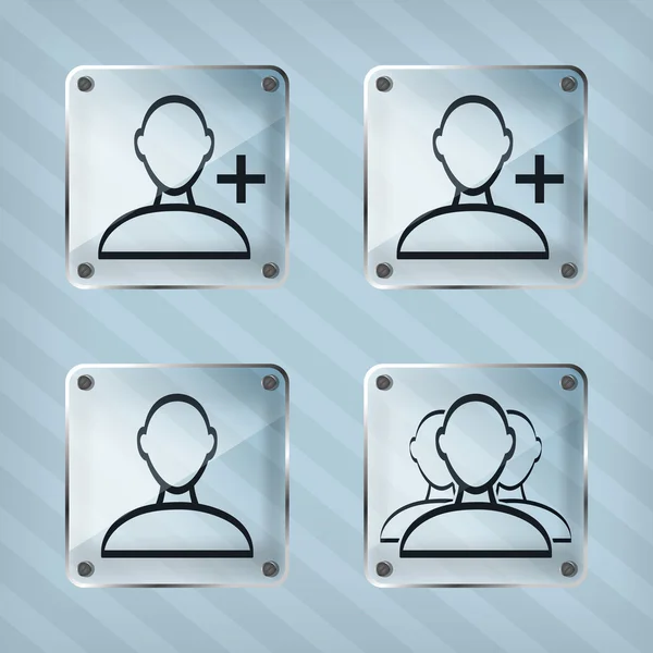 添加,删除和用户组图标条纹背景上 - 图库矢量