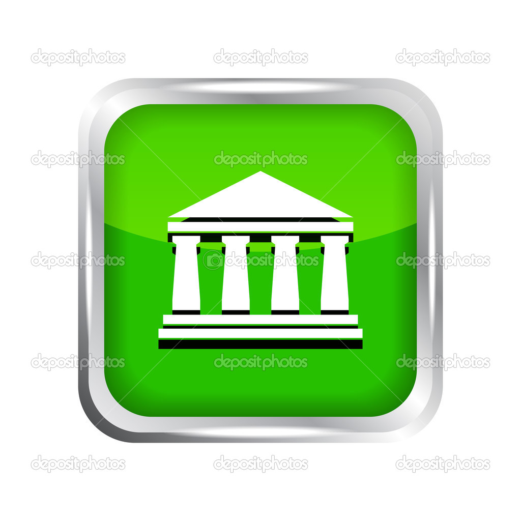 Green bank icon on a white background — Stock Vector © sommersby #31927227