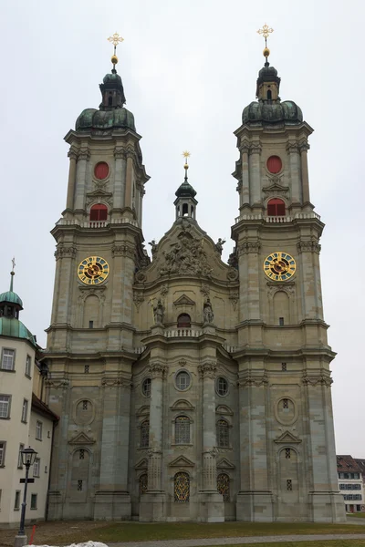 Facade of cathedral with two clocks