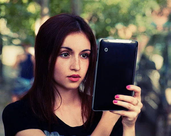 Woman with tablet PC