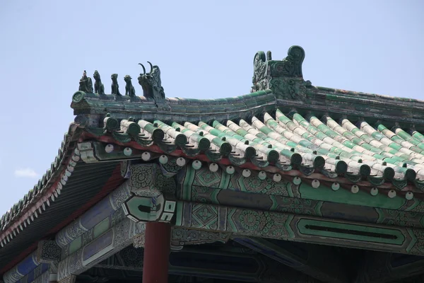 Eave of the Chinese ancient building with creature sculpture, Beijing