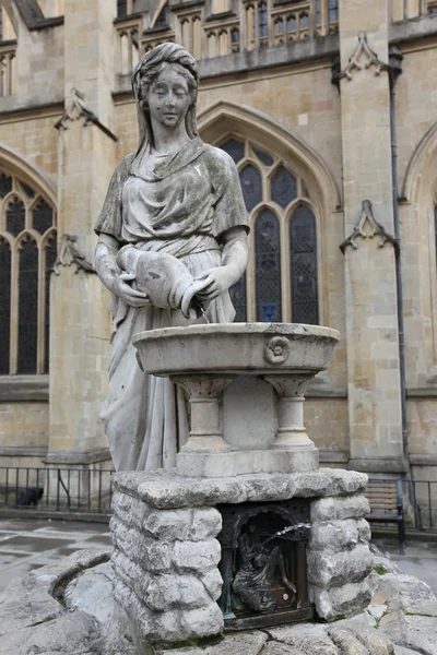 Statue of Water Goddess outside Bath Abbey, England.