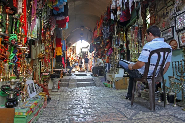 Oriental market in old Jerusalem offers variety of middle east products and souvenirs