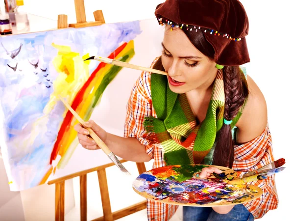 Female artist at work.