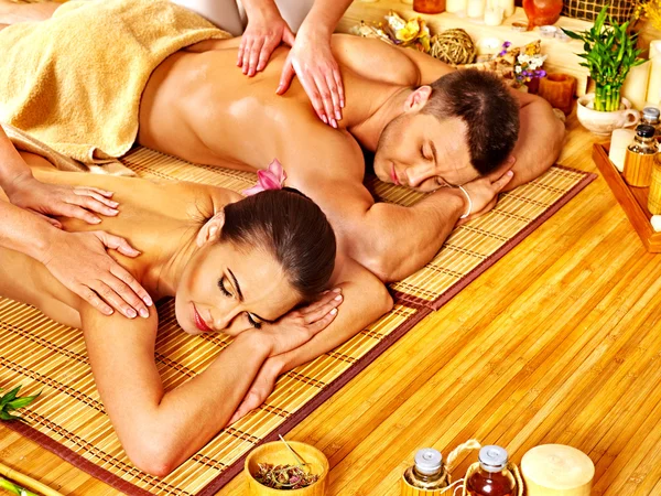 Man and woman relaxing in spa.