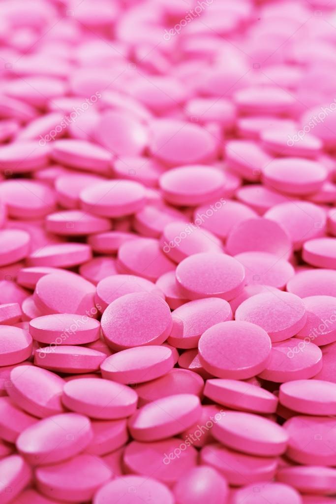 Pink round medicine tablet antibiotic pills — Stock Photo © kalinovsky