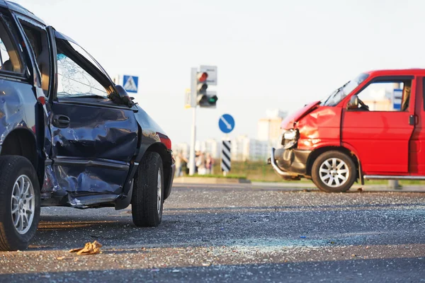 Two car collision crash