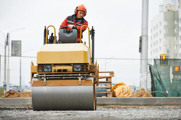 Compactor roller at road work