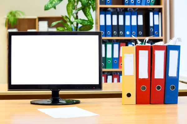 Monitor screen and colored folders — Stock Photo #37338289
