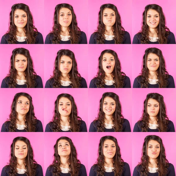 Young Woman on Fuchsia, Multiple Expressions