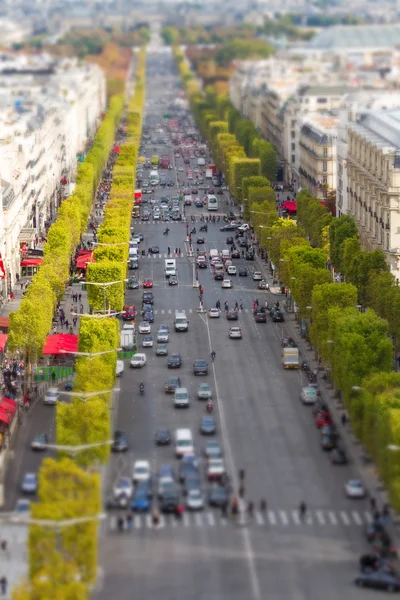 PARIS, FRANCE - OCTOBER 2: Tilt-Shift View of Champs Elysees fro