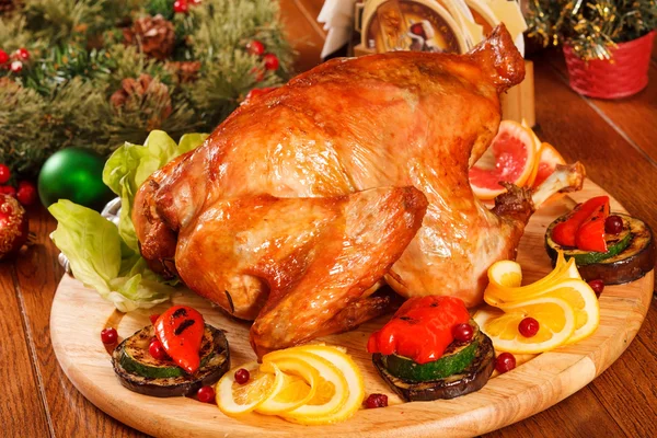 Garnished roasted turkey