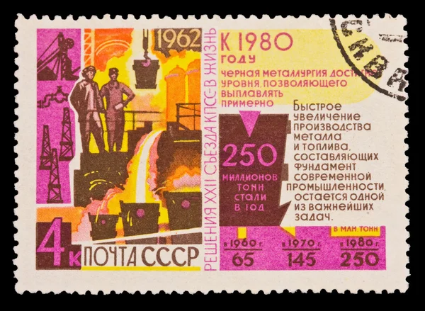 USSR - CIRCA 1980: A stamp printed in the USSR, shows Ferrous metallurgy, circa 1980