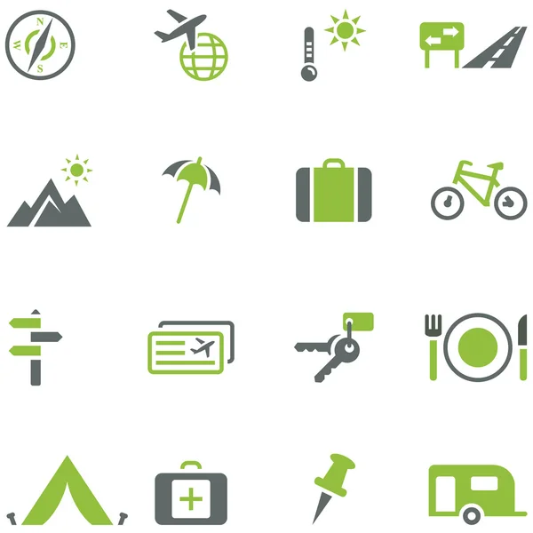 Collection of icons for travel, tourism and active recreation.