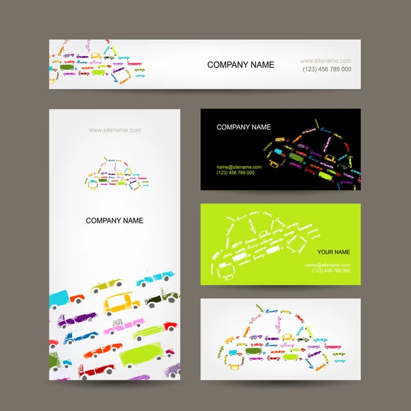 Business cards collection with cars sketch for your design
