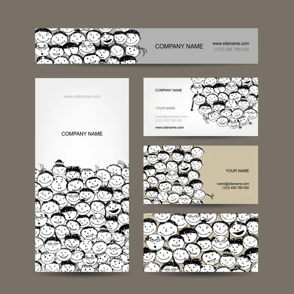 Business cards collection, people crowd design