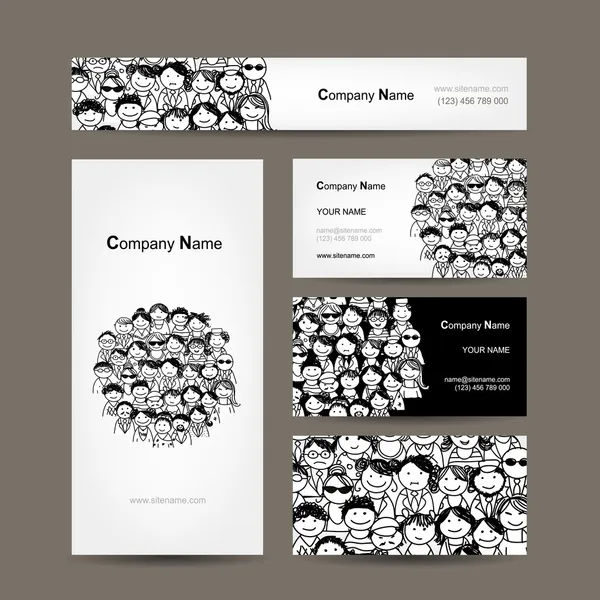 Business cards collection, people crowd design