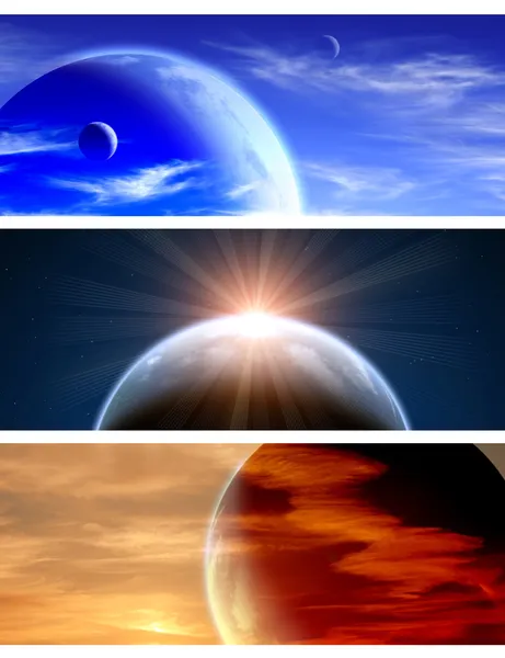 Set of banners with beautiful space scenes