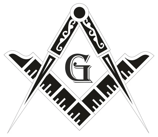 Freemasonry emblem - the masonic square and compass symbol, vect