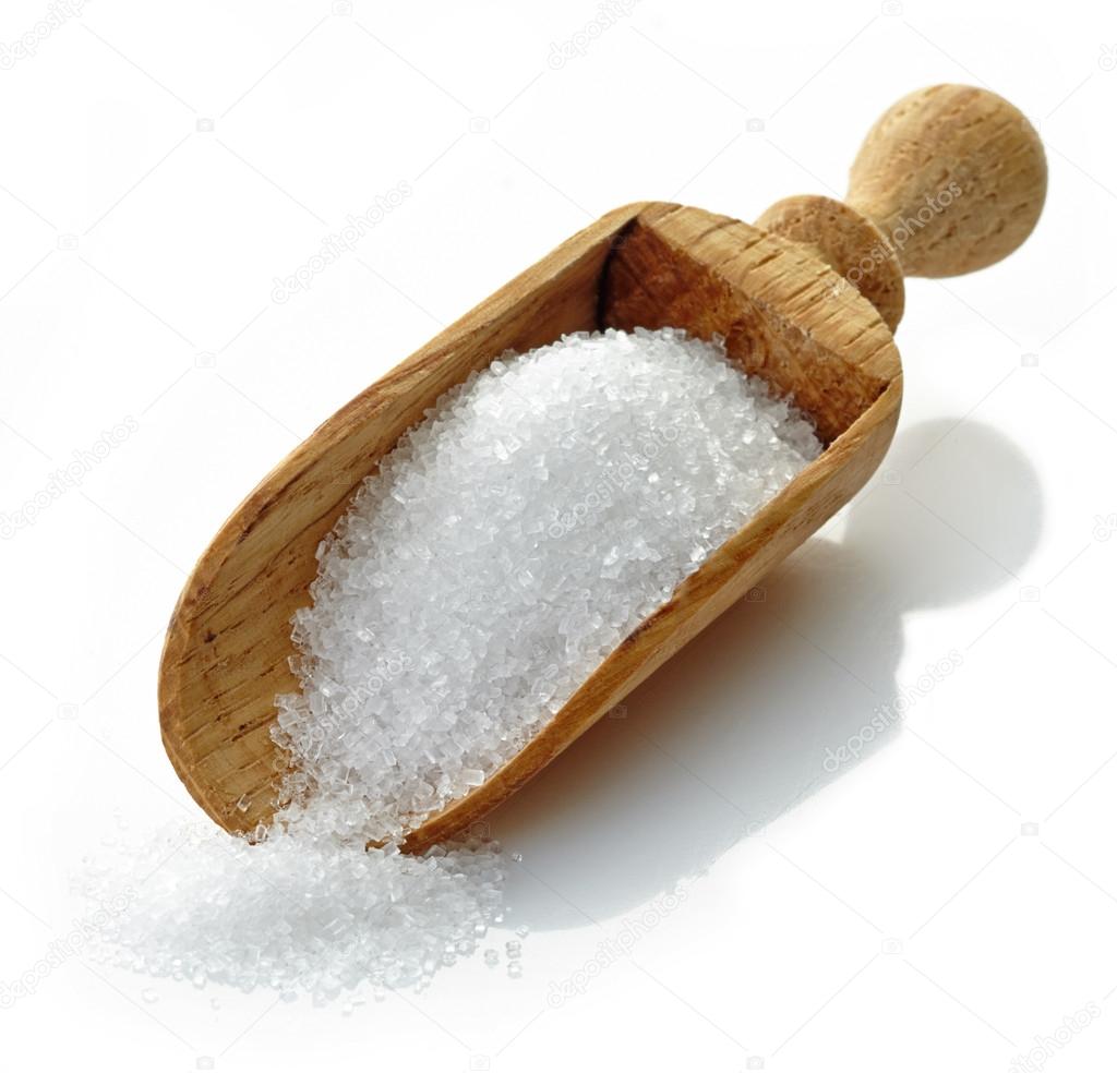 Wooden scoop with white sugar — Stock Photo © magone 31422241