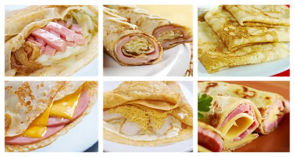 Food set of different rolled pancakes