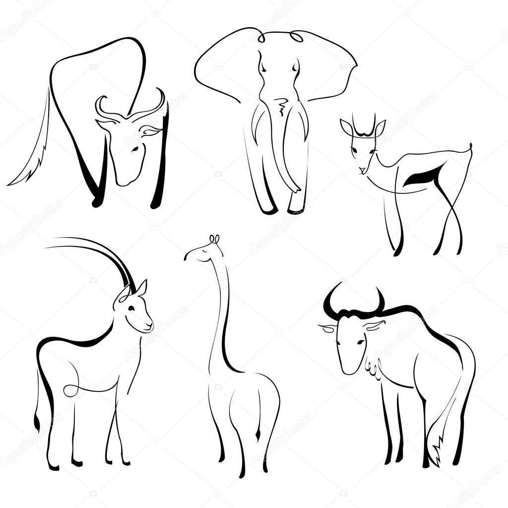Easy Line Drawings Of Animals : Simple wild animal drawings