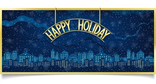 Happy Holiday design with gold signboard