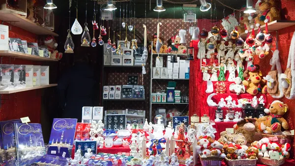 Kiosk with Christmas toys and gifts