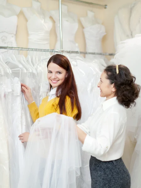 Pretty bride chooses bridal outfit