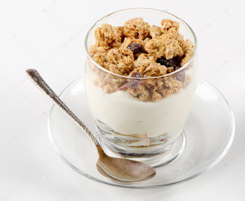 Healthy breakfast yogurt with muesli — Stock Photo © bit245 15641229