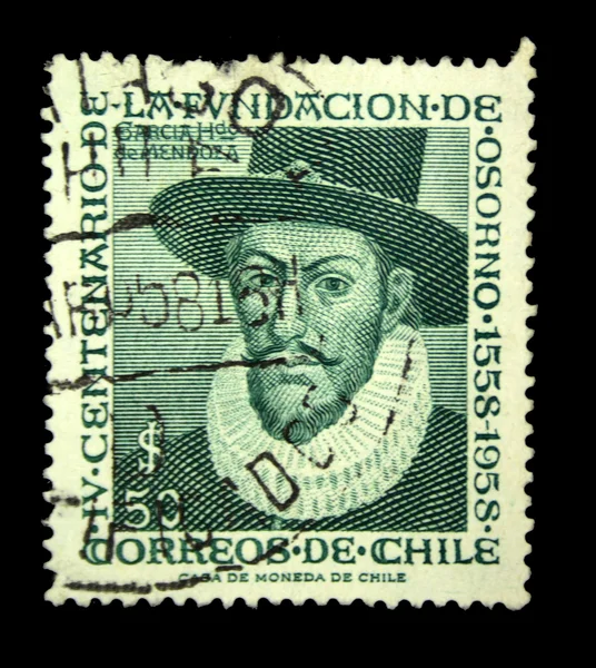 CHILE - CIRCA 1958: A stamp printed in Chile devoted to the sixth centenary of the foundation of Osorno shows Garsia de Mendosa, circa 1958