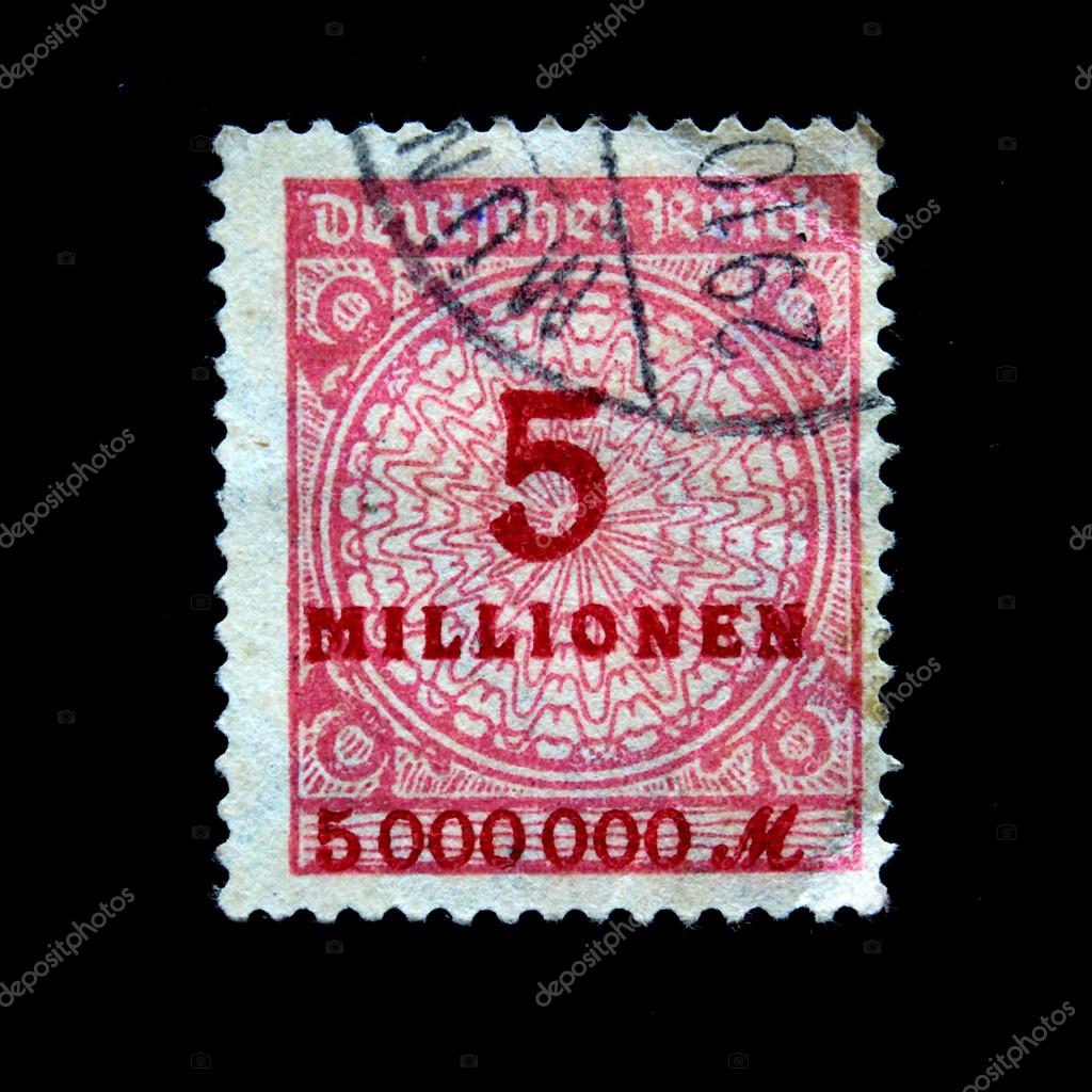 GERMAN EMPIRE CIRCA 1930s German postage stamp with the number 5