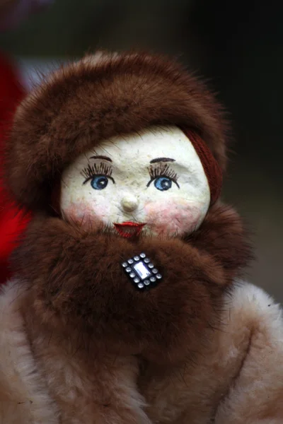 Handmade doll - woman in fur coat