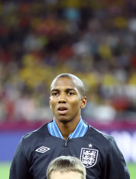 Ashley Young of England sings the national anthem