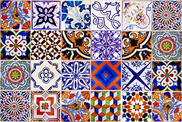 Close up traditional Lisbon ceramic tiles