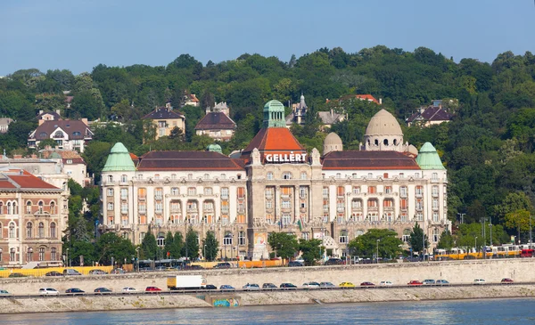 BUDAPEST, HUNGARY - JUNE 8: View of swimming baths Gelert from Danube Embankment, on June 8, 2012 in Budapest, Hungary. Gellert - the most beautiful medical swimming