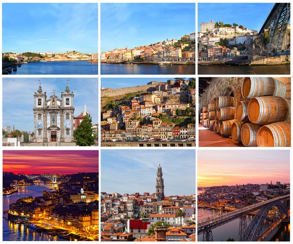 Set of photos with city views of Porto, Portugal