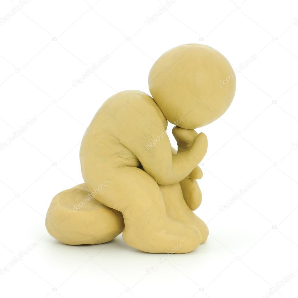 黄色橡皮泥人思考