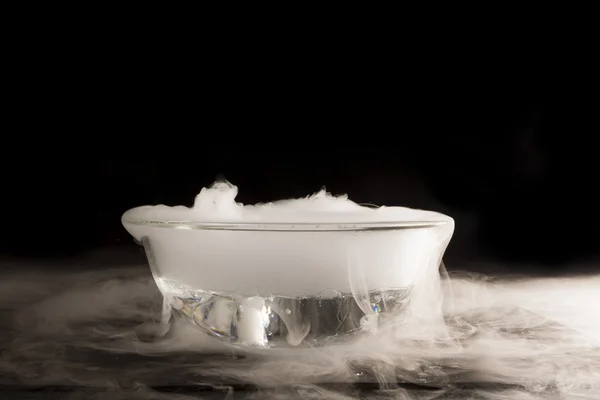 A piece of dry ice dropped into the water. Listed effect boiling