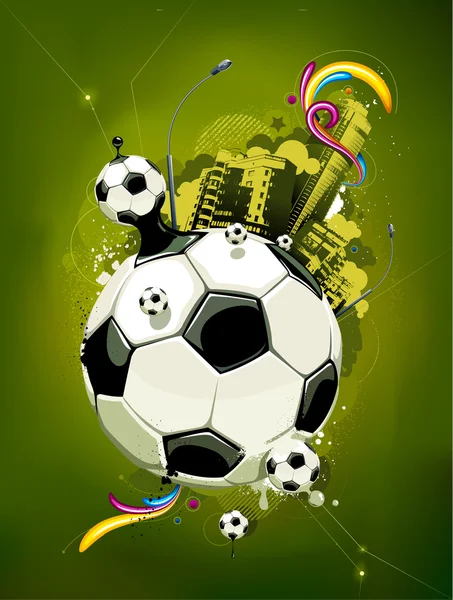 Sport background. Soccer ball . Grunge style . Vector illustration.