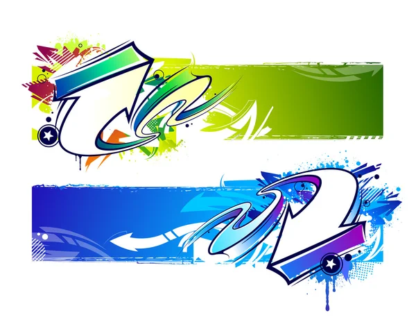 Two abstract graffiti banners