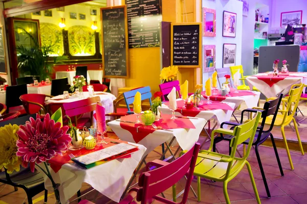 Street bright coloured cafe