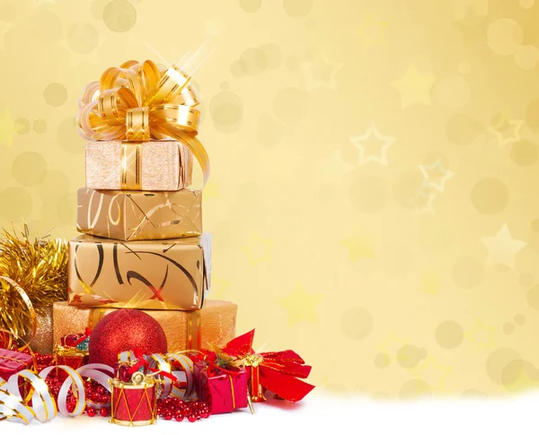 礼品盒上美丽的抽象 backgrou 包装用纸黄金 -